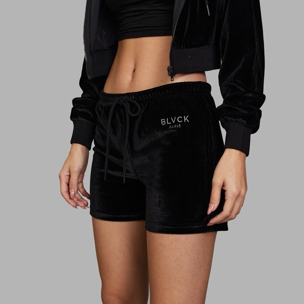 Women's Black Velvet Athletic Shorts